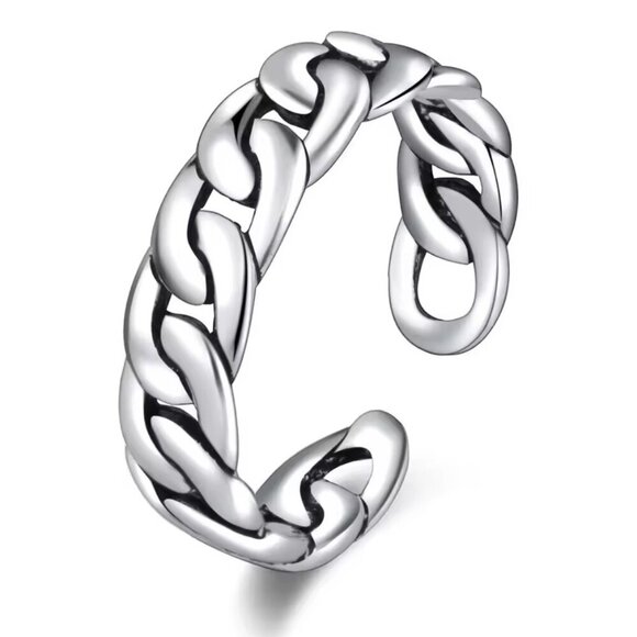 Jewelry - 925 Sterling Thin Curb Link Adjustable Boho Ring 1557